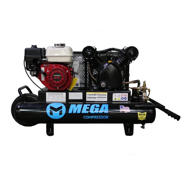 Mega Compressor Mega Power Air Compressor, Honda GX200, 10 gal Wheeled 14.5CFM@90PSI MP-5510G200